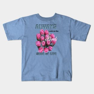 Pink Ice Protea side of Life Kids T-Shirt